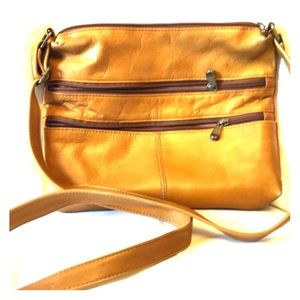 Tan Le Donne leather crossbody purse